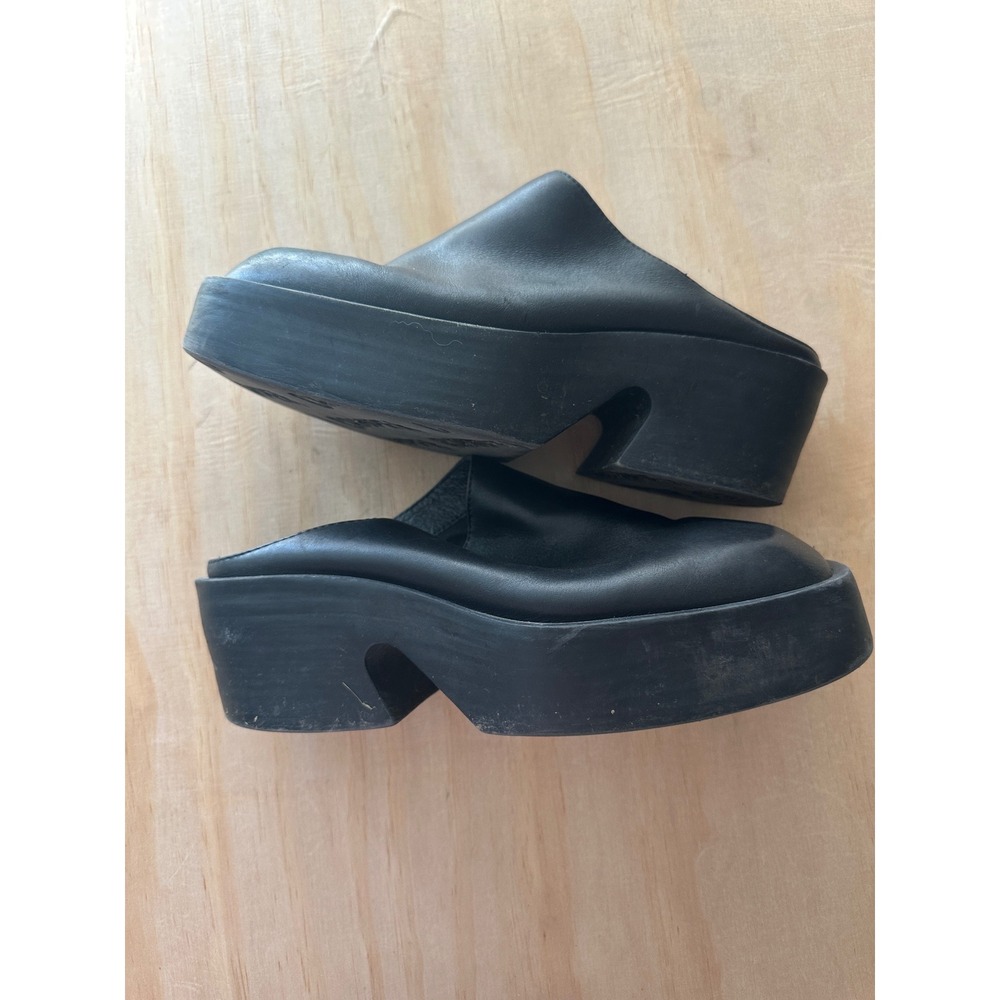 Camper Black Leather Platform Mules Chunky Block Heel K201674-001 Women 39